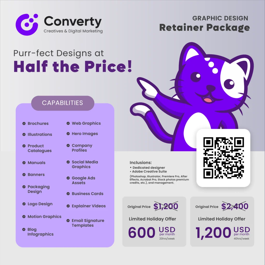Complete capabilities-monthly graphic design packages by converty creatives, the best graphic design services in australia for australian businesses.